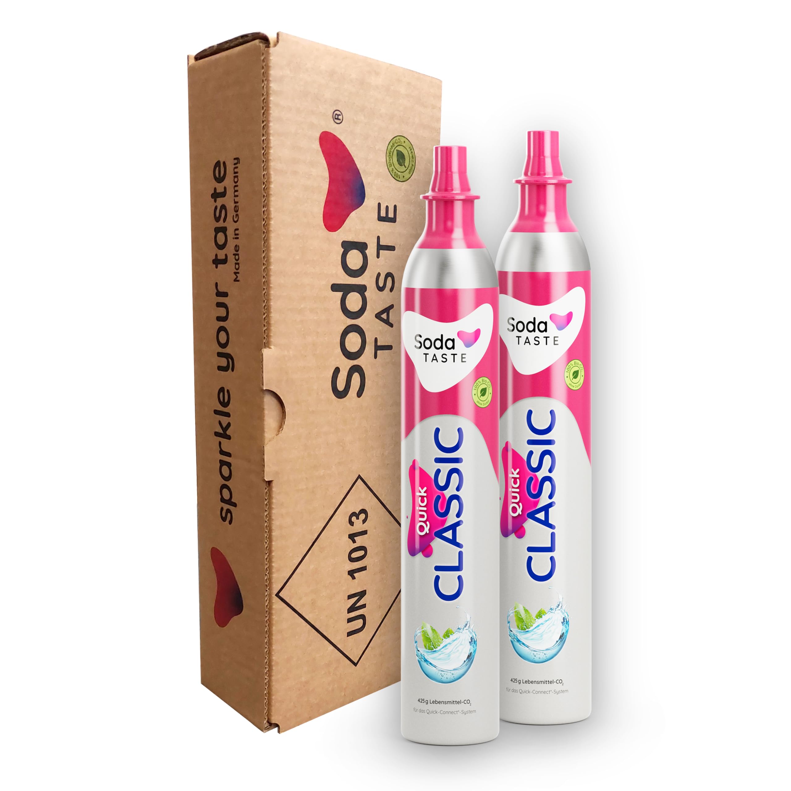SodaTASTE Quick Classic - 2 cilindri CO2 per aeratori con sistema Quick Connect per acqua frizzata fino a 120 l (attenzione: cilindro vuoto necessario)