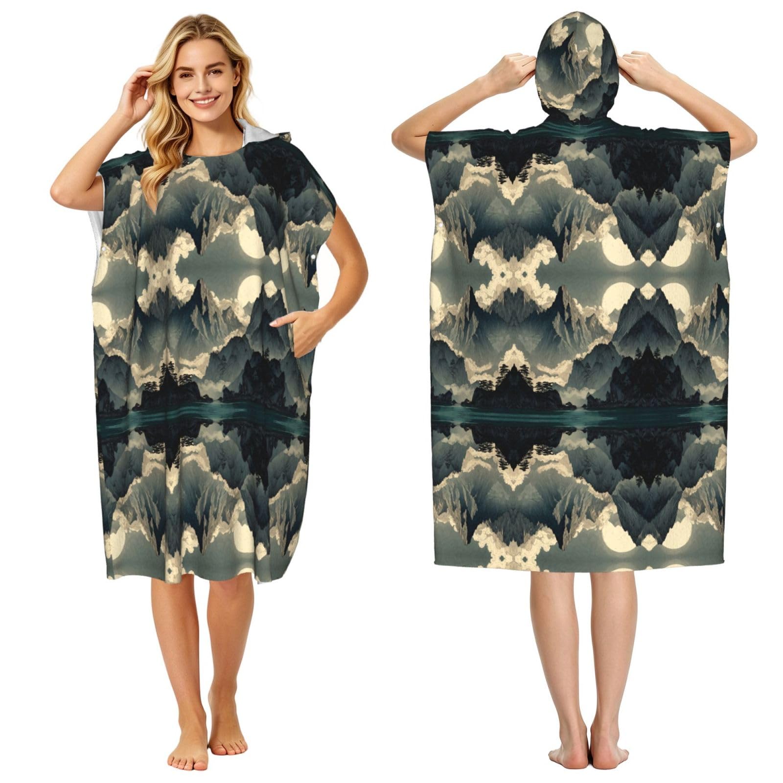 Poncho à capuche pour adultes idéal pour le surf et la natation cet été