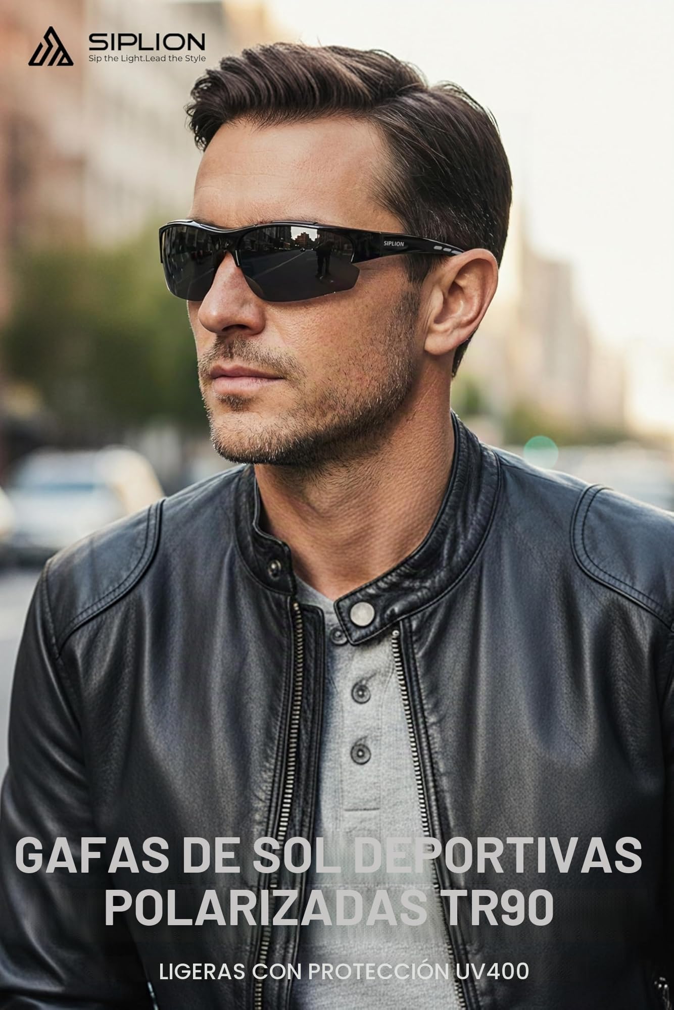SIPLION Gafas de Sol Hombre Polarizadas Deportivas UV400 con Montura TR90