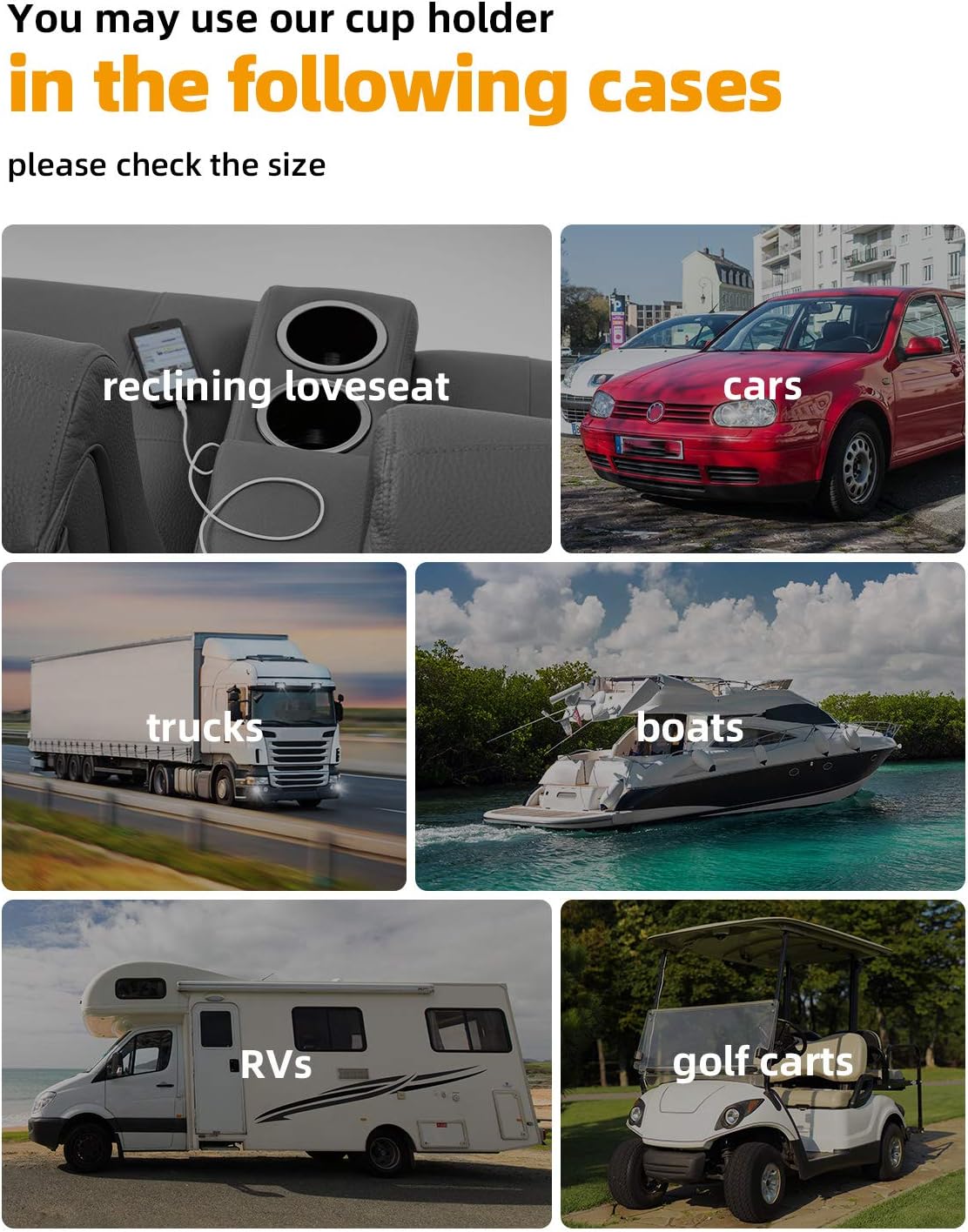 JoyTutus Cup Holder Insert 4pcs for Car Boat Furniture, Elegant Chrome, Large Cup Holder for Boat, Up to 3.7