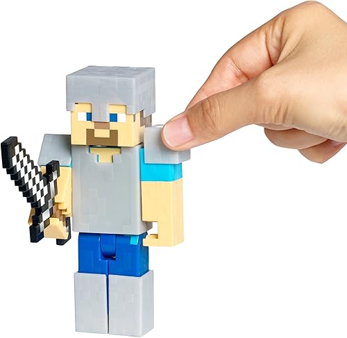 Miniatura 3 de Minecraft, Steve con la Serie Armor Iron, 4 Figuras de Acción.