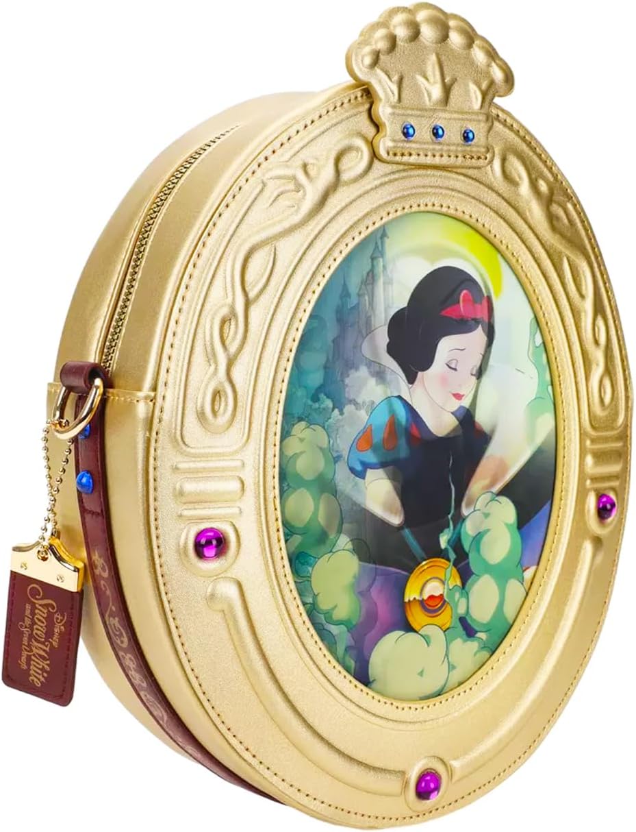 Snow White Purse for Women - Disney Handbag Bundle with Magic Mirror and Evil Queen Crossbody Bag for Teens Plus Water Bottle | Snow White Accessories