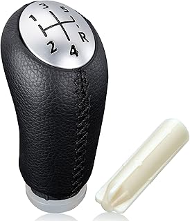 Spurtar Pommeau de Vitesse Clio 3 Levier de Vitesse pour Renault Clio III 2005-09, Megane 2 Laguna 2 2003-09, Clio 4 2012-19 Noir Cuir, avec Adaptateur