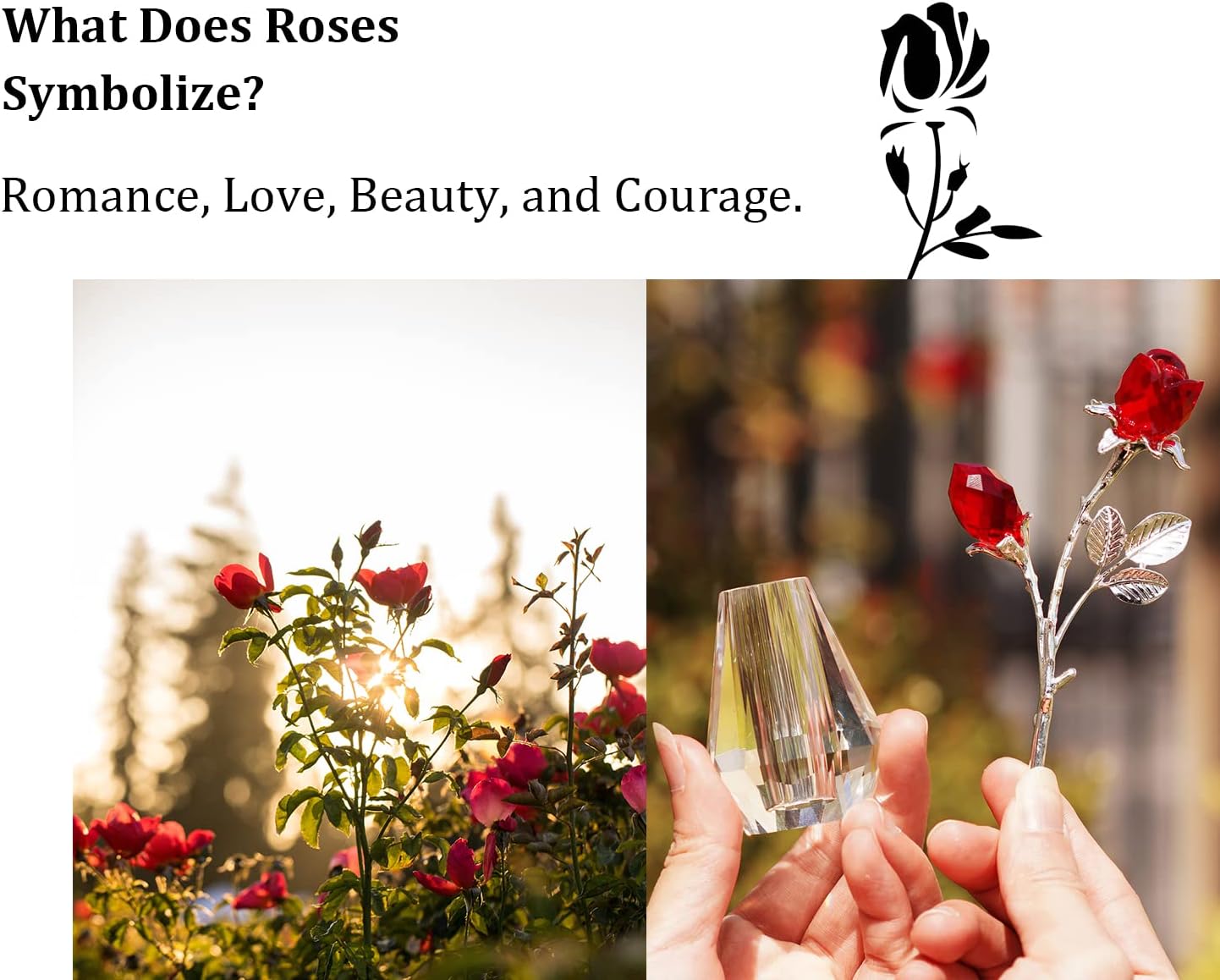 H&D HYALINE & DORA Crystal Red Rose Figurine Collectible Glass Double Roses Flowers Bouquets Ornament Decor for Home Wedding Party - Image 5