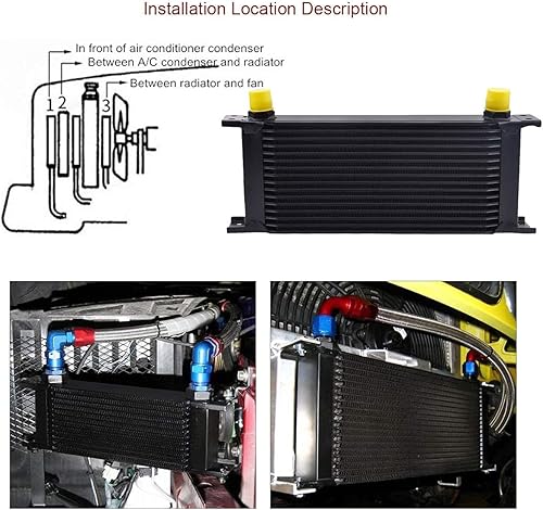 Miniatura 5 de EVIL ENERGY Enfriador de aceite de placa apilada AN10-10AN de 16 filas Adaptador 6AN 8AN Paquete de transmisión de motor universal con llave inglesa