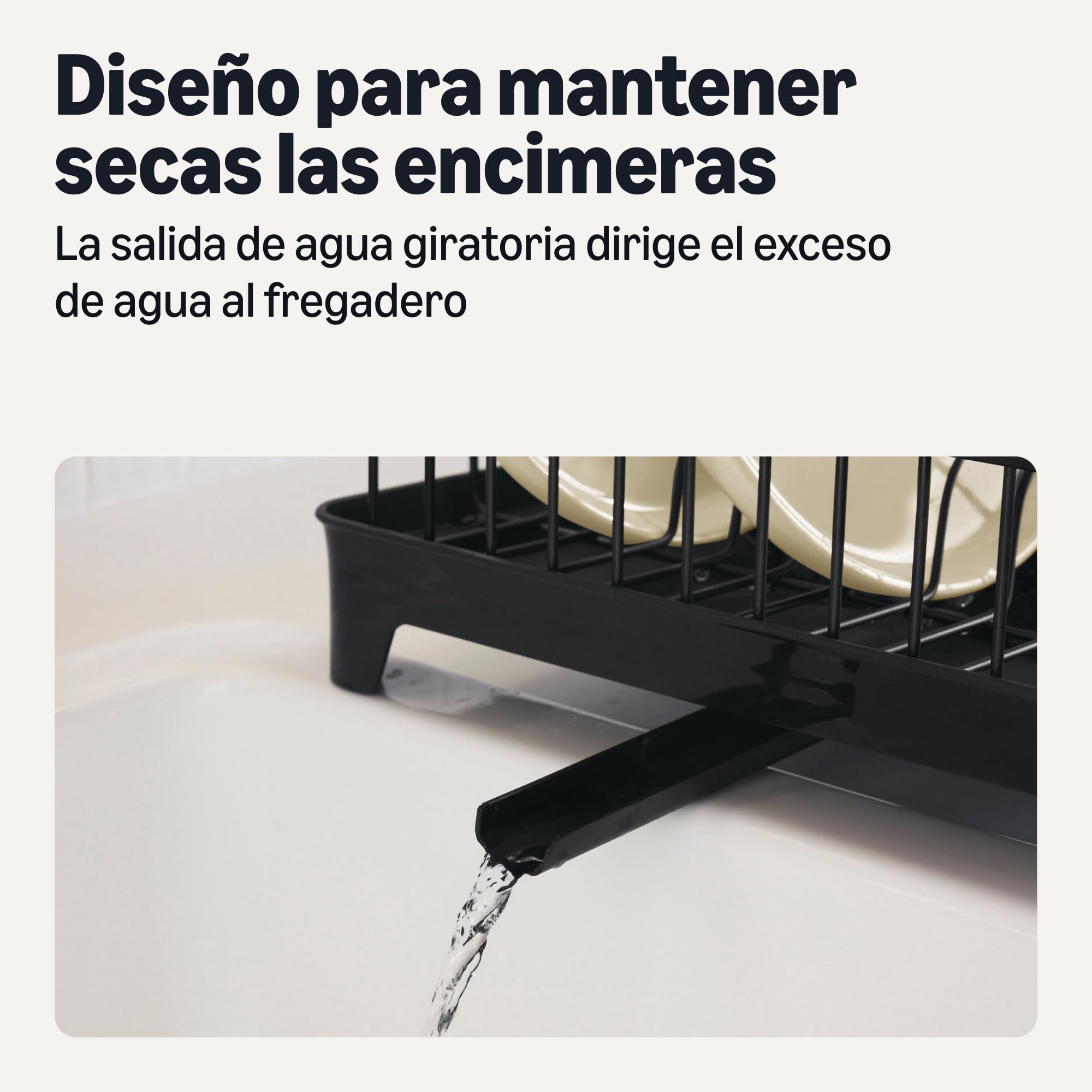 Amazon Basics Escurreplatos, Acero Inoxidable, 38,6cm x 29,5cm x 10,2cm, Negro