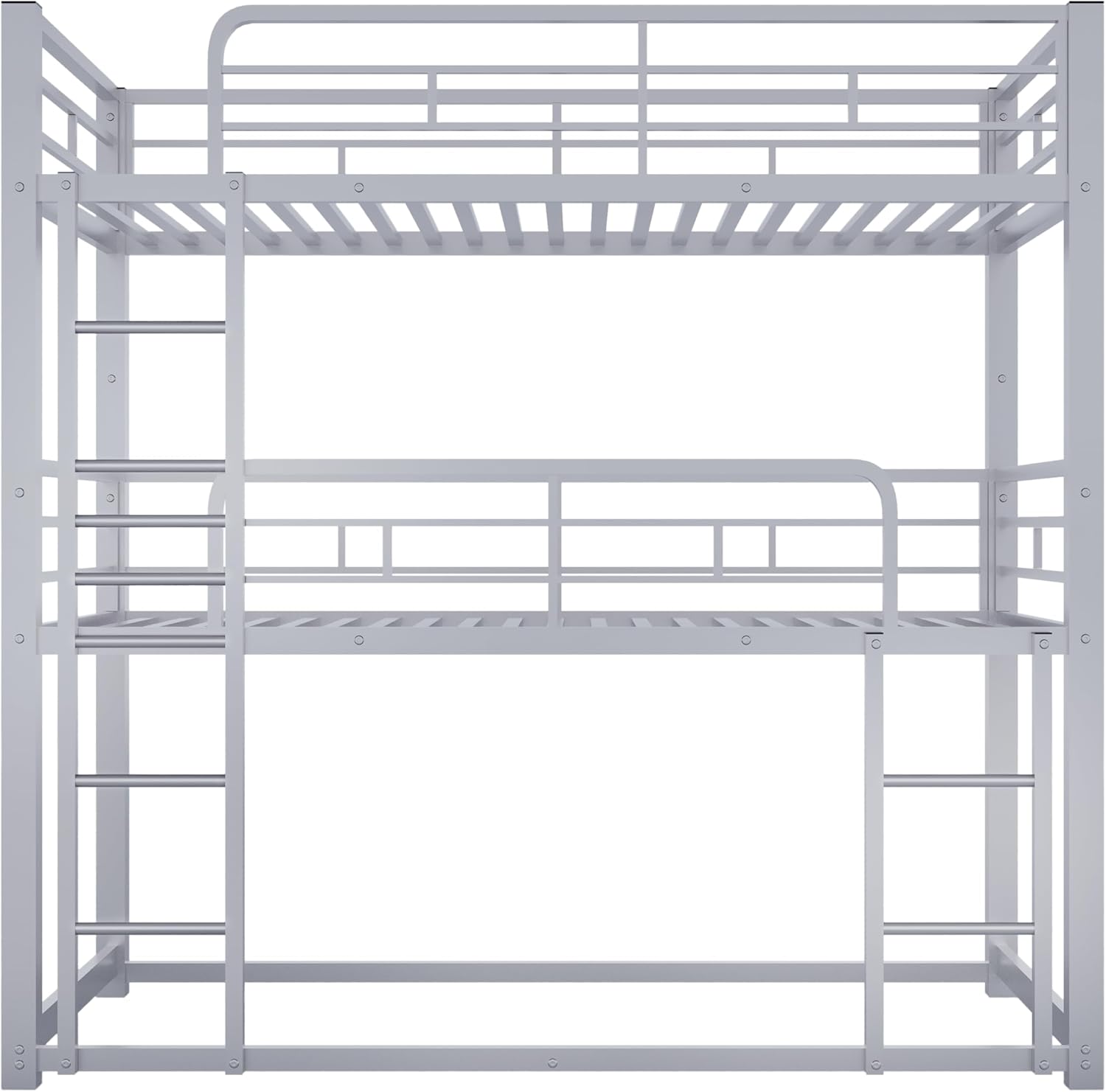 Harper & Bright Designs Twin Size Metal Triple Bunk Bed with Ladder,Twin Over Twin Bunk Bed Frame,Metal Triple Bunk Bed Kids/Teens/Adults, Silver