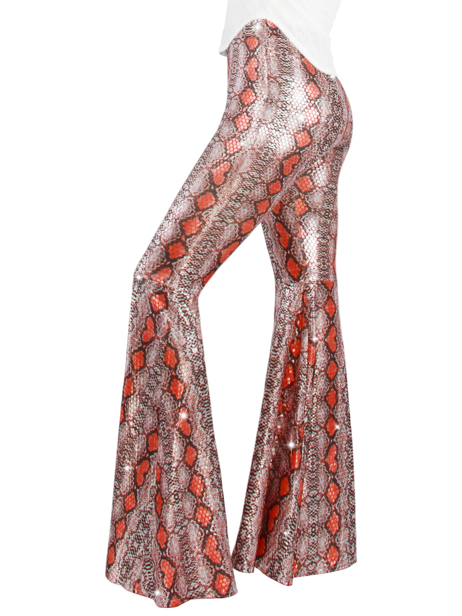 Nawgut Womens Sequin Flare Pant Sparkly High Waisted Leg Bell Bottom Glitter Trousers Night Out Clubwear