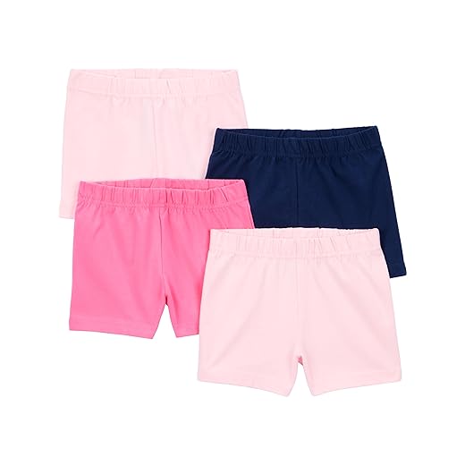 Simple Joys by Carter's Toddler Girls' Tumbling Shorts, Pack of 4, Pink/Navy, 4T