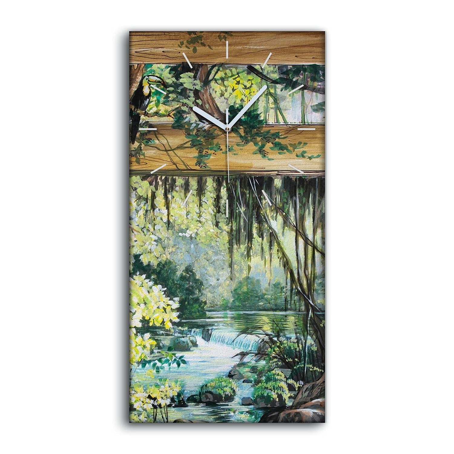 Horloge sur Toile Cadeau Déco Coloray - Tableau Silencieux Forêt et Rivière