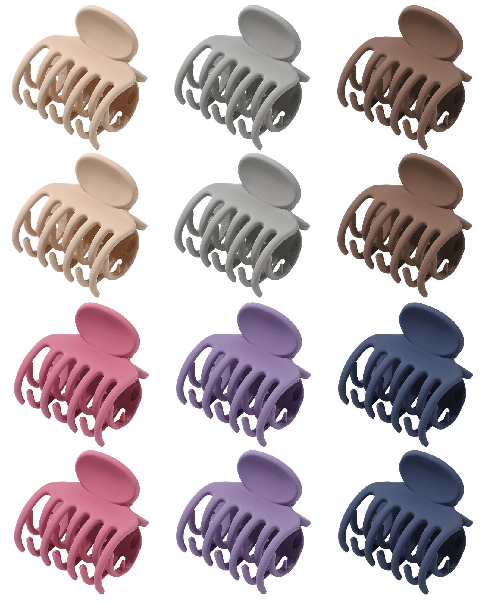 Small Claw Clips for Women 1.6 '' Double Row Teeth Small Hair Clips 12 Pcs Matte Cute Jaw Clips for Hair Claws