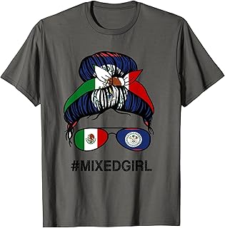 Mexico Belize Flag Mexican Belizean Messy Bun T-Shirt