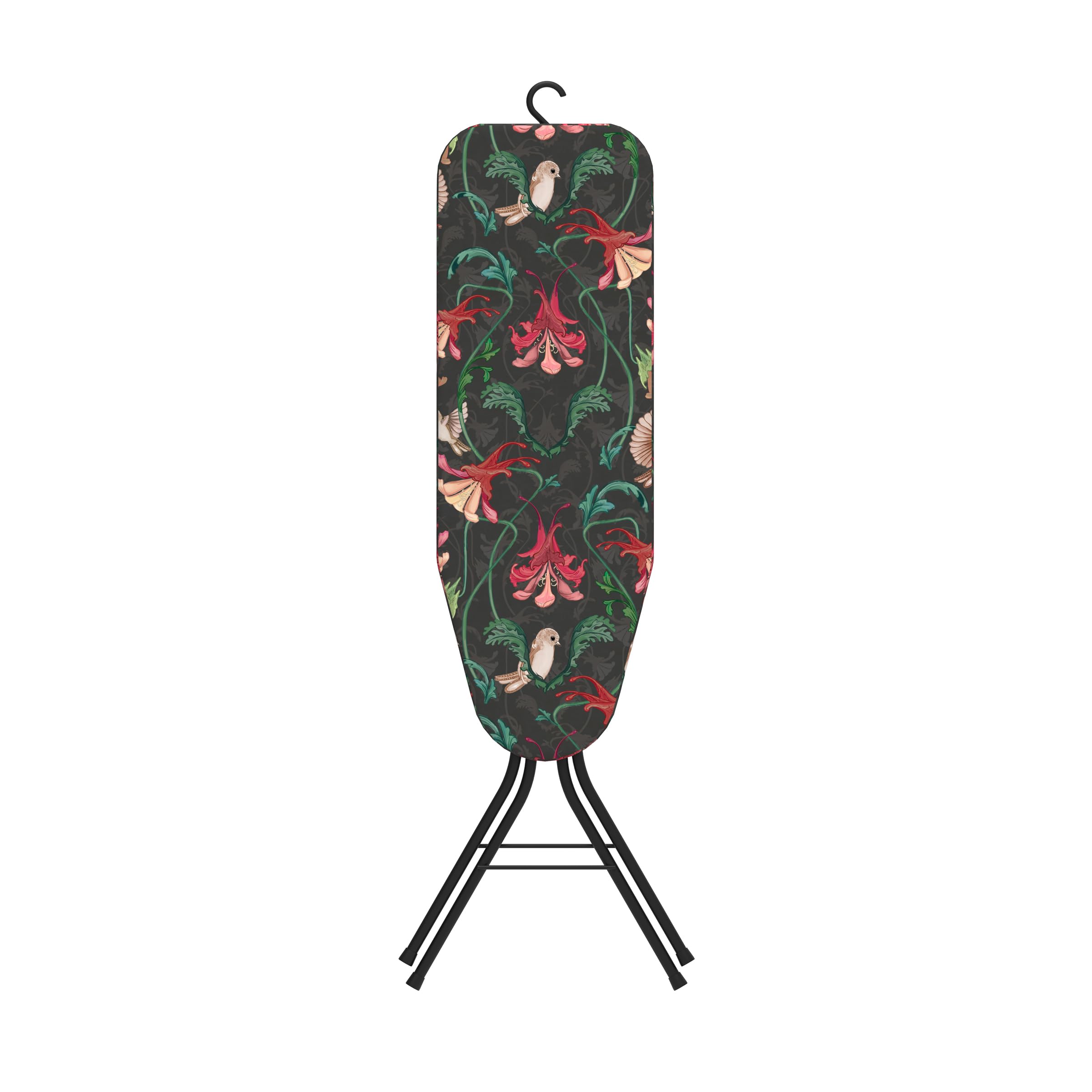 easy-store mini ironing board with hanger hook – black