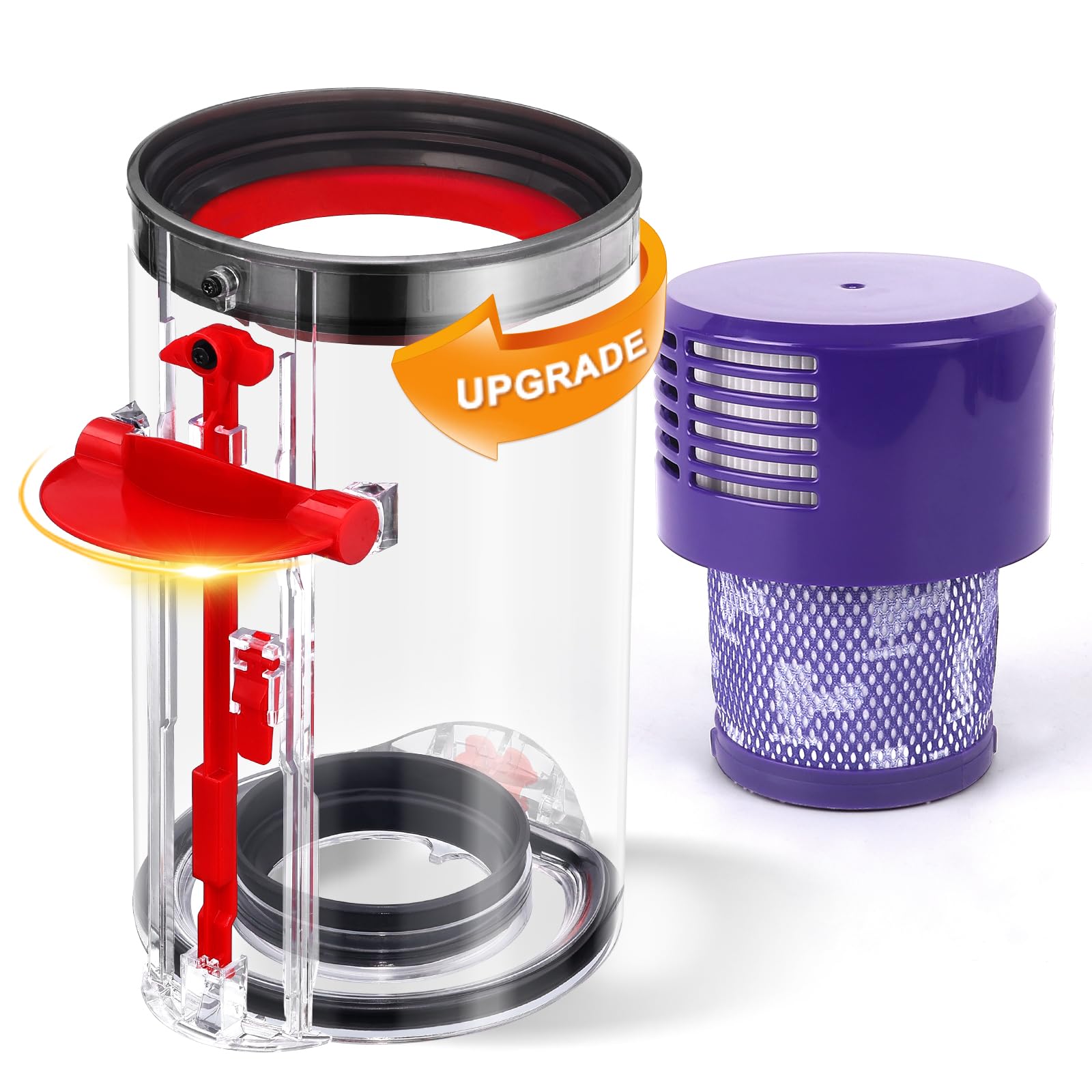 WYWY.Wide Upgraded Dust Bin Compatible with Dyson V10 Vacuum Cleaner Canister, Large Bin Replacement Compatible with Dyson V10 Bin Part No. 969509-01
