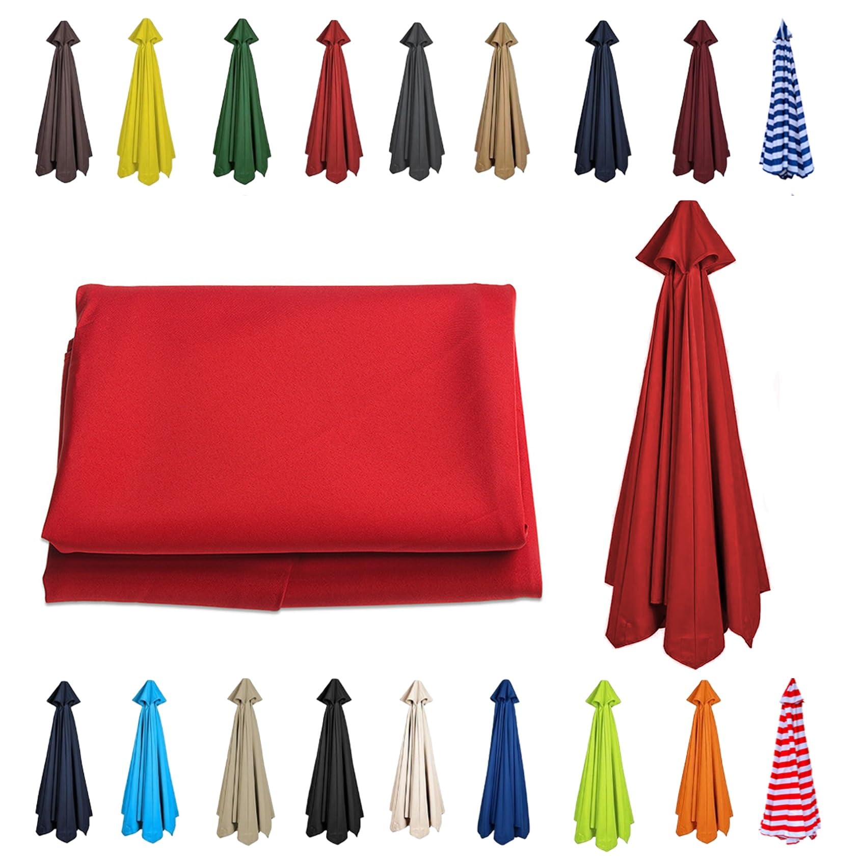 CMJYMX 6/8 Arms Patio Replacement Parasol Canopy | Sun Umbrella Replacement Cloth 230cm/270cm/300cm | Waterproof Umbrella Replacement Top Shade Fabric Cover(Red,6 RIBS: 200CM/6.5FT)