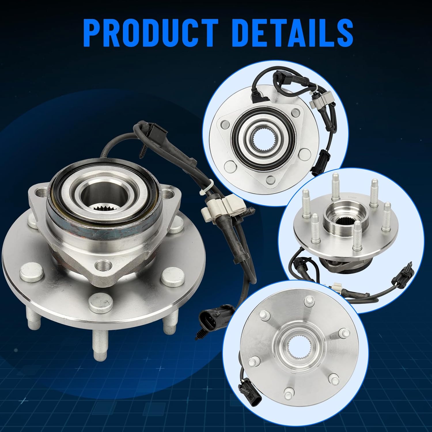 515036 2 PCS Front Wheel hub and Bearing Assembly for Chevy Silverdo 1500 / Express 1500, for GMC Yukon/Sierra 1500 / Savana, for Cadillac Escalade 6Lugs w/ABS Pair