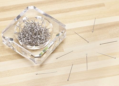Miniatura 3 de Shapenty Alfileres de acolchado rectos de acero inoxidable de 1.024 in1 pulgada, alfileres de cabeza de bola de satén fino para manualidades,