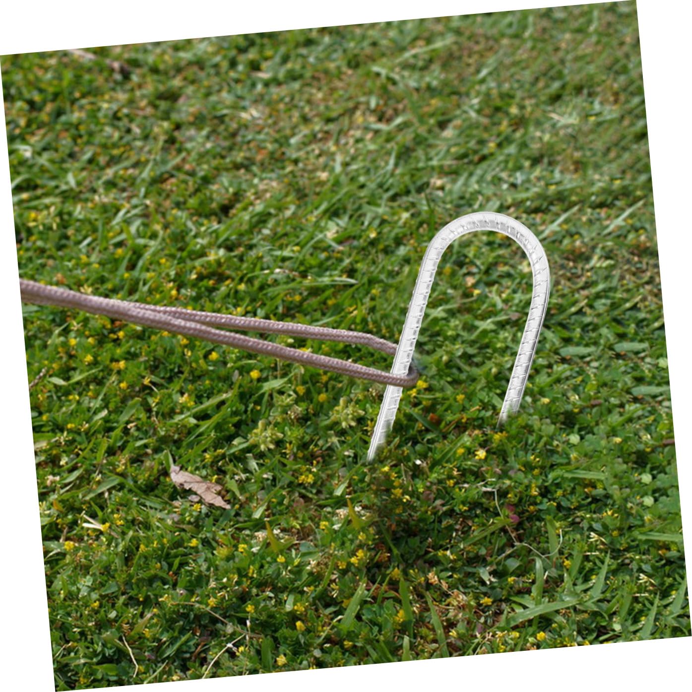 Piquets de Jardinage en U Acier Argenté, Lot de 8 pour Tente et Toile