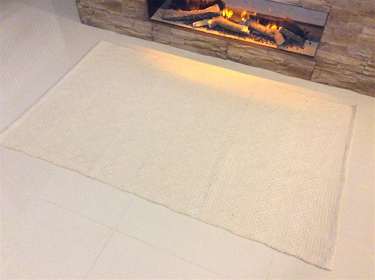 Eco friendly Plain Ethnic Natural Cream Off White Handmade Cotton Fair Trade Reversible Machine Washable flat weave Dhurrie Rugs (Large 120x180cm - (4'x6'))