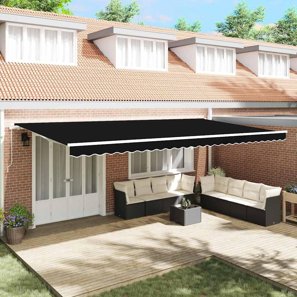 vidaXL Markisenersatzstoff Schwarz 580 x 295 cm Polyester, Balkon-Sichtschutz, modernes rechteckiges Sonnendach, strapazierfähiger UV-beständiger Stoff, wetterfester Unterstand