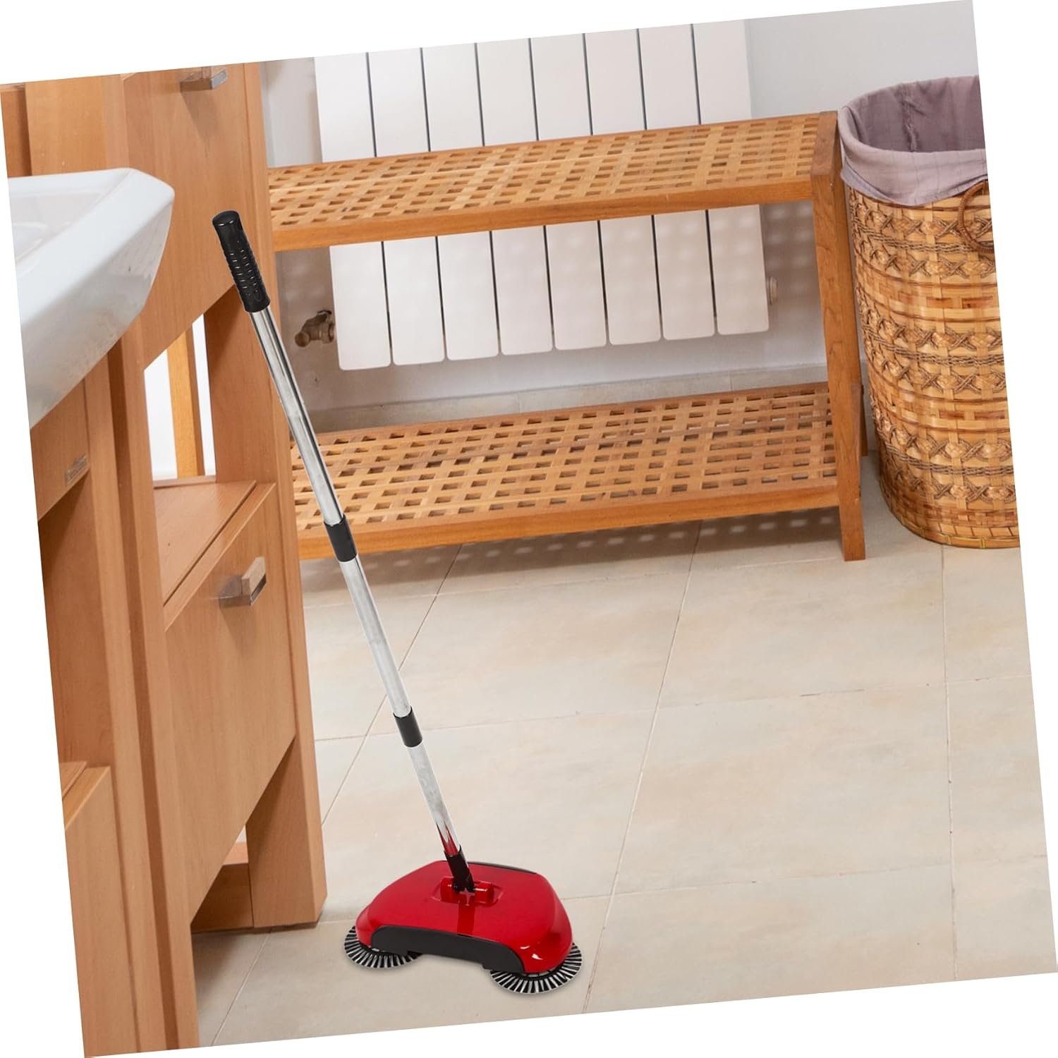 Homoyoyo Push Sweeper Broom Dustpan Set Multi-Functional Floor Cleaner 360° Rotation Comfortable Grip No Batteries Needed Random Color