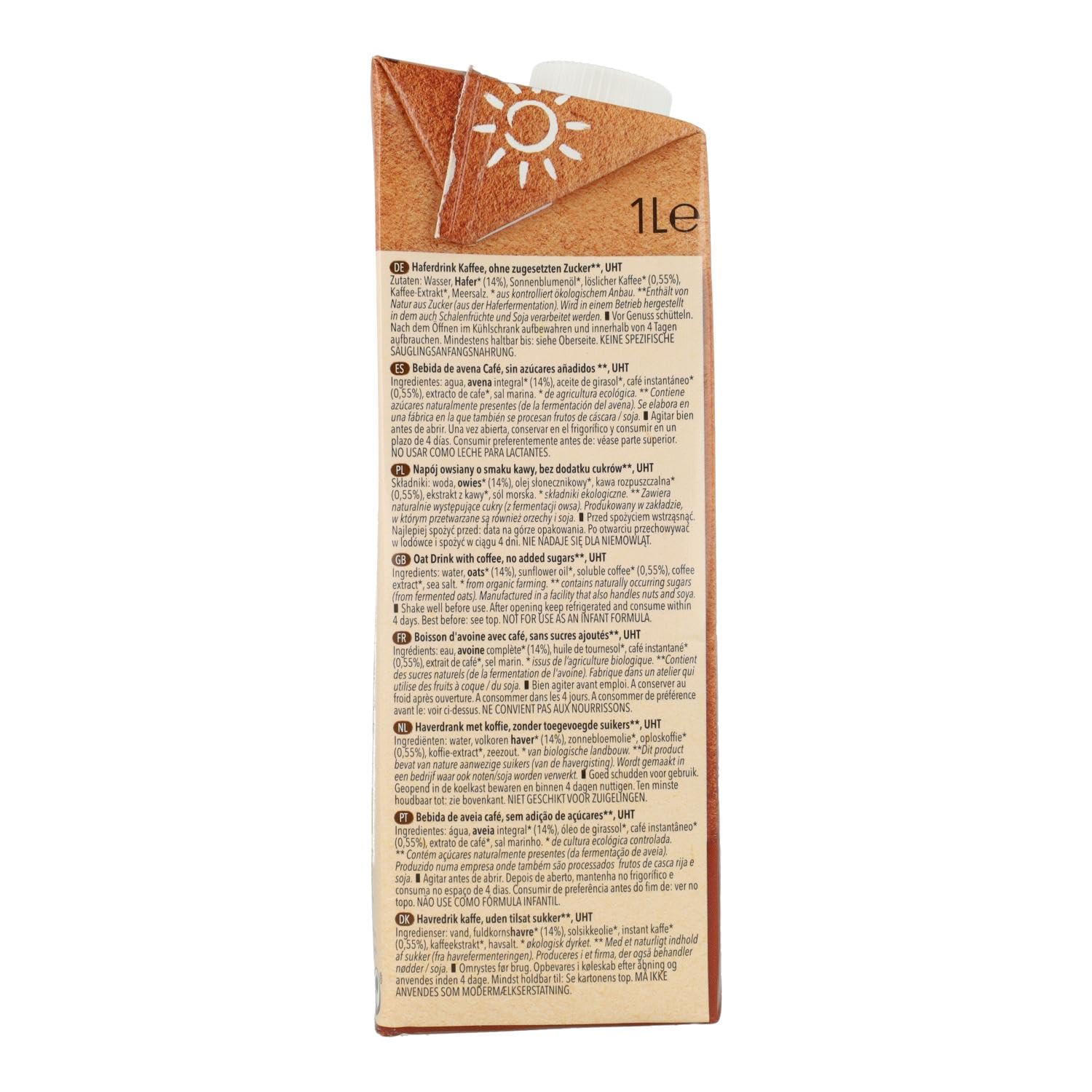 BEBIDA DE AVENA Y CAFE BIO 1 L