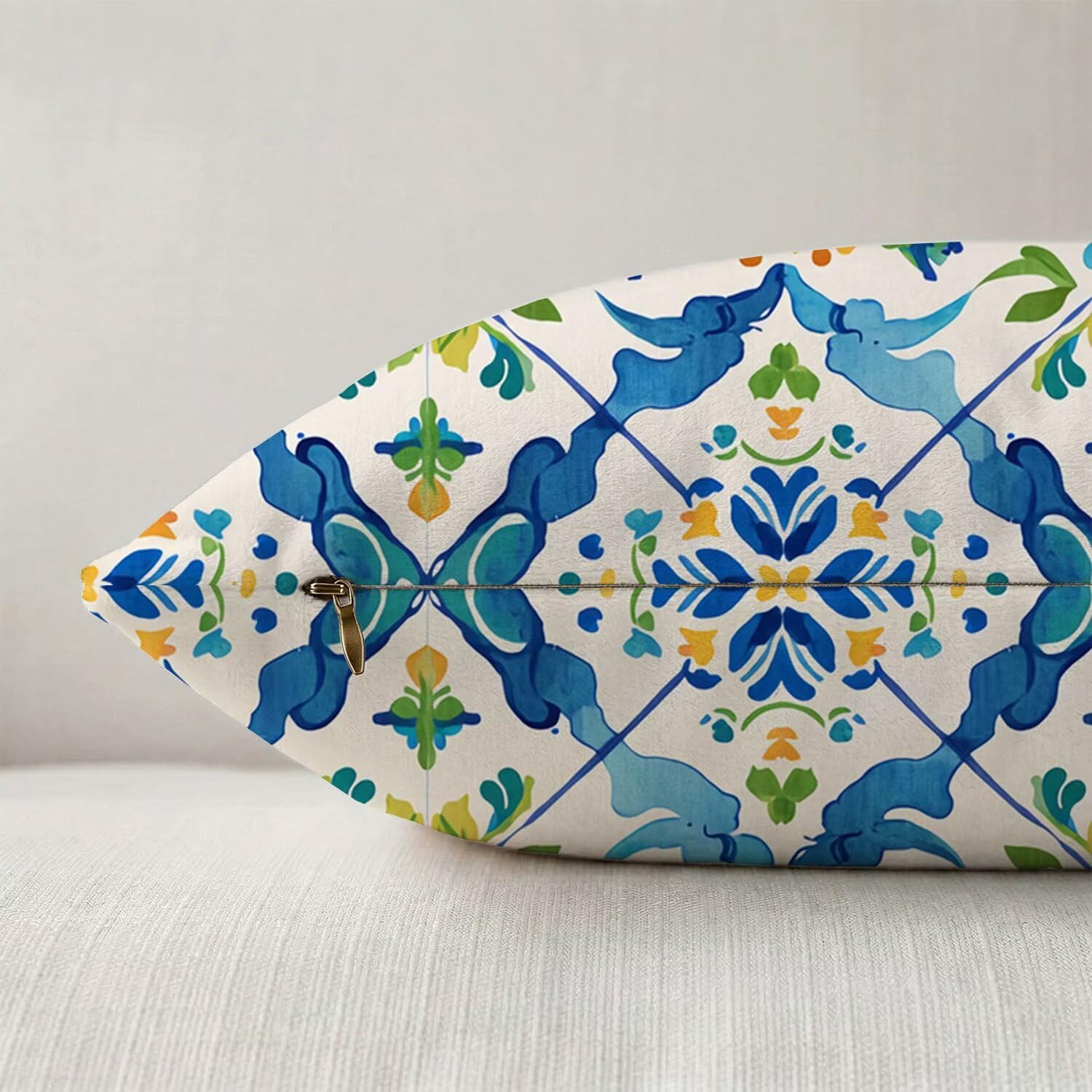 Federe Cuscini Divano 65x65 cm in Peluche Corto Boho, 4 Pezzi Copricuscino Divano con Cerniera Invisibile, Cuscini da Esterno Decorativi per Casa Giardino Soggiorno Camera da Letto Blu L-G670