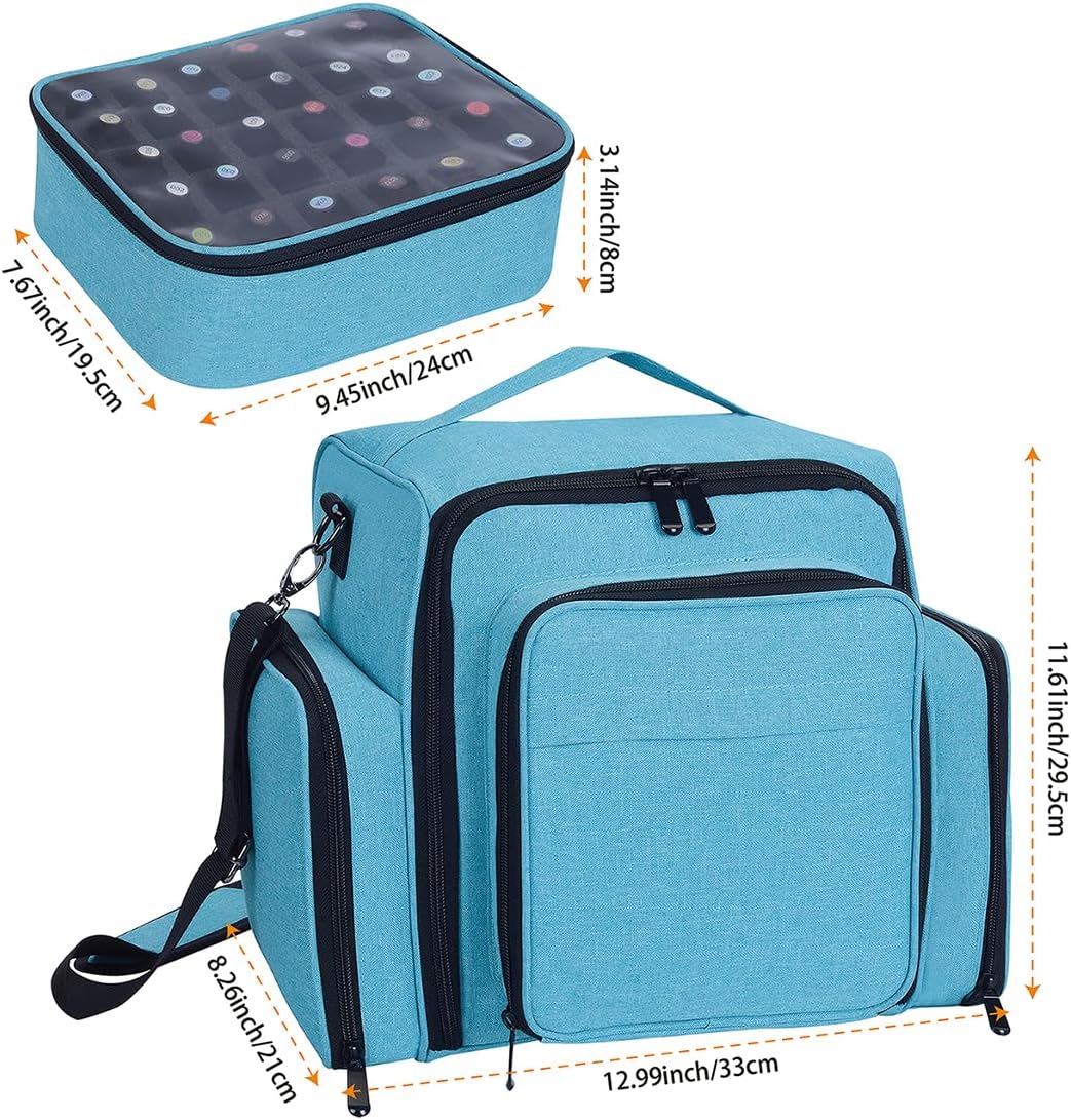 Nail Polish Organizer Case Holds 60 Bottles Portable Travel Storage Box with 2 Detachable Bags, Designed for Women's Nail Tools, Essential Oils and Cosmetics Sets Black