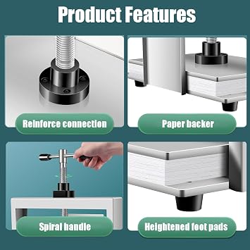 Bookbinding Press Machine, A4/A3 Flat Paper Press Machine, Manual Book Flattening Nipping Machine, Heavy Duty Bookbinder Double Balance Rod Paper Press Machine,A3