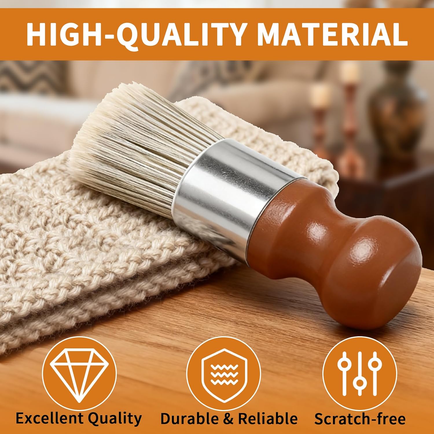 2 Pcs Salve Brush for Furniture, Wood & Leather Cleaning Brush with Non-Slip Handle, Soft Nylon Bristles Salve Brushing Tool, Gentle Polish & Wax Applicator for Leather Care