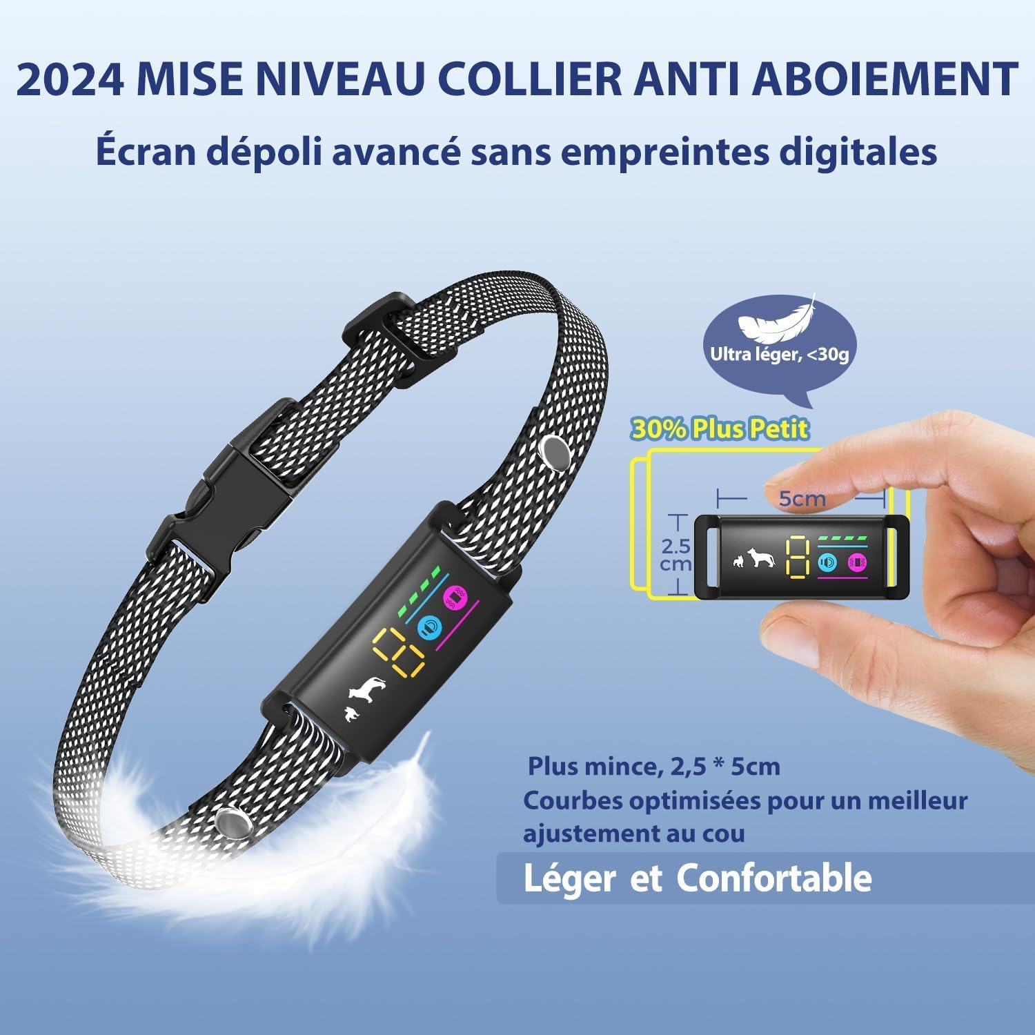 Vue détaillée du collier anti aboiement Loslai