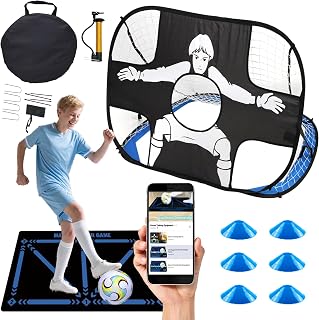 Soccer Goal for Backyard, 4'x3' Pop Up Football Goal, Target Practice for Young, Optional Soccer Equipment with Portable Goal, Soccer Training Mat/Cones/Resistance Bands/Agility Ladder