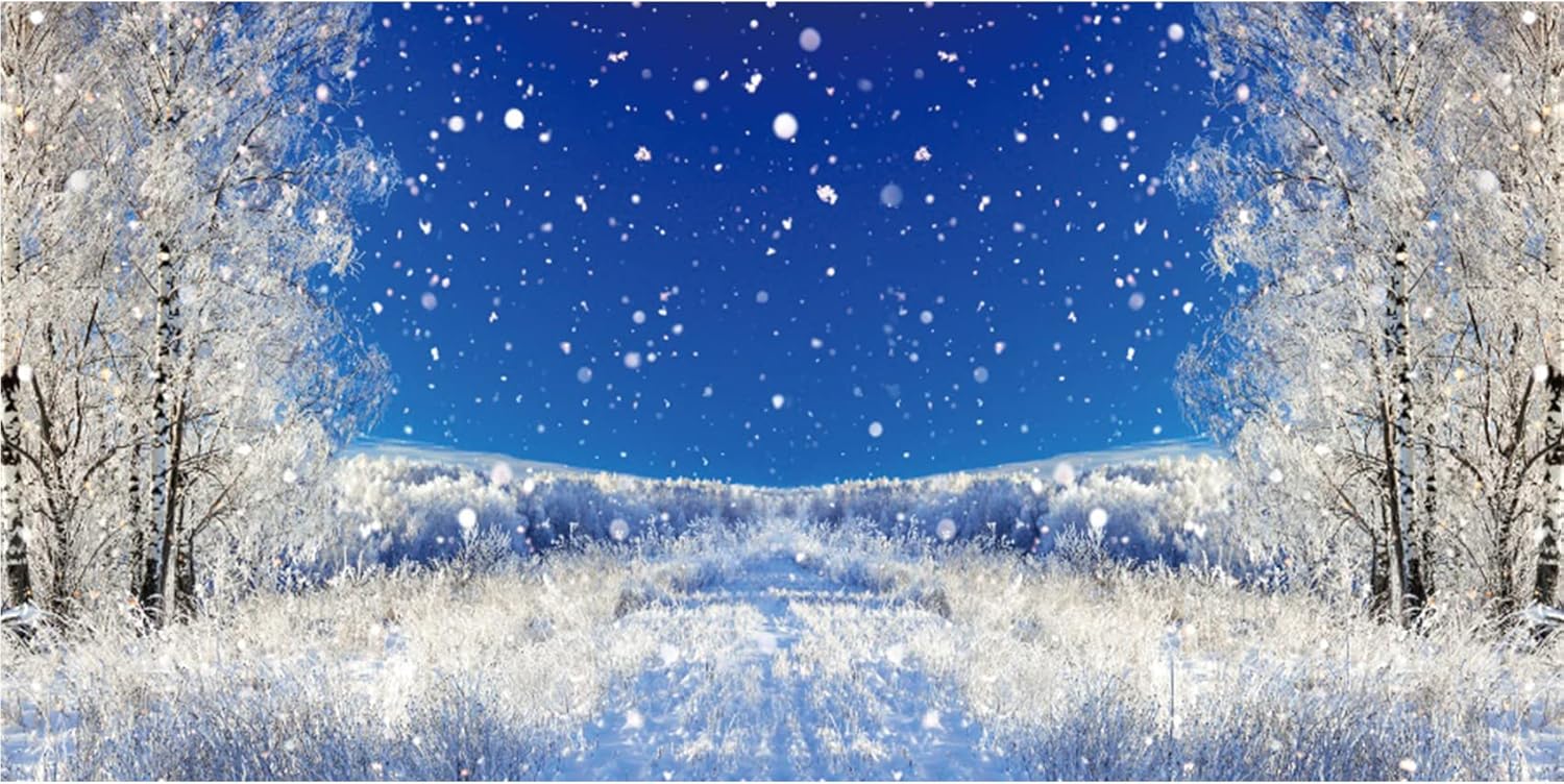 20x10ft Dreamy Forest Snowflake Background Winter Alps Snowy Landscape Photography Backdrop Falling Snow Covered Pine Tree Fir Mountain Snowfield Christmas New Year Holiday Studio Vinyl Props