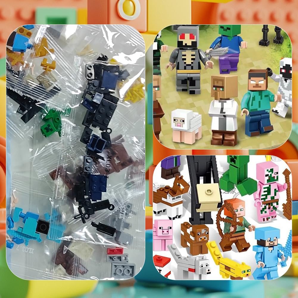 Mini Figuren Adventskalender, 29 Stück Miner Gamer Figure Set Tortendeko Figuren Weihnachts-Countdown Videospiel Figur Miner Gamer Bausteine Toys Geschenk für Kinder Junge Mädchen und Spielfans 2-7cm