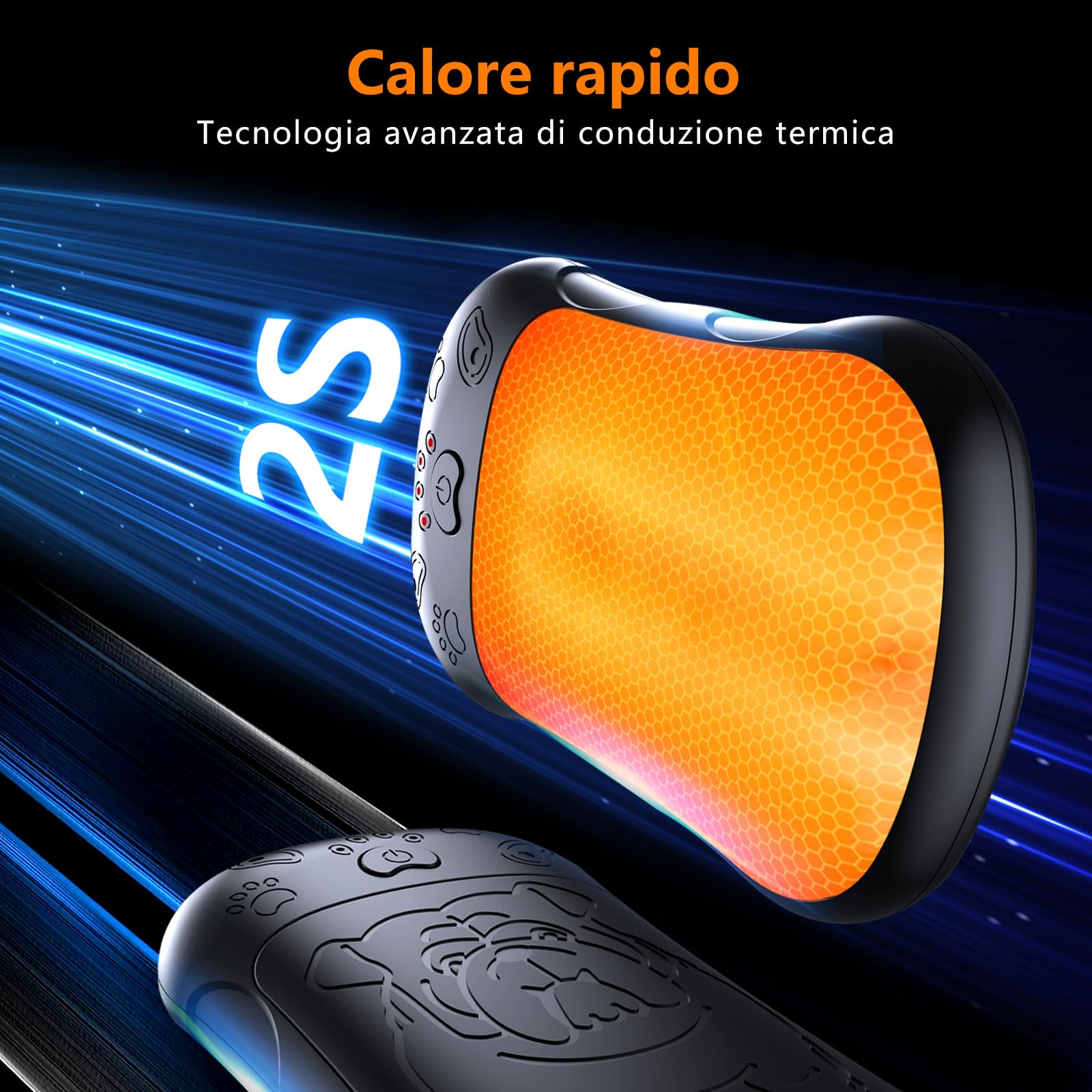 Scaldamani Elettrico 2-in-1 6000 mAh Ricaricabile 4 Livelli Temperatura 18 Ore Motivo Bulldog