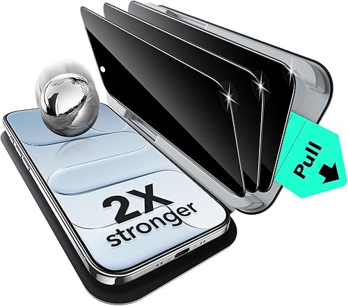 Vista 18 de ESR Paquete de 3 protectores de pantalla para iPhone 17 Pro Max, grado militar a prueba de roturas, dureza 9H, vidrio templado de cobertura completa