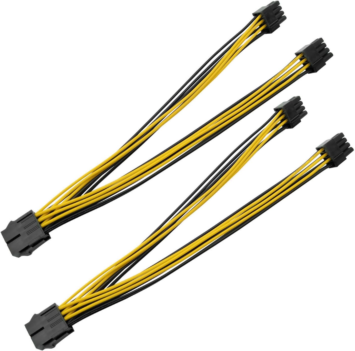 8pin CPU to 2 x PCIe 8pin (6+2) Motherboard Graphics Video Card PCI-e Express Power Adapter GPU VGA Y-Splitter Extension Cable Ethereum Mining ETH Hub Braided Sleeved Connector 10 Inch (25cm) 4 Pack