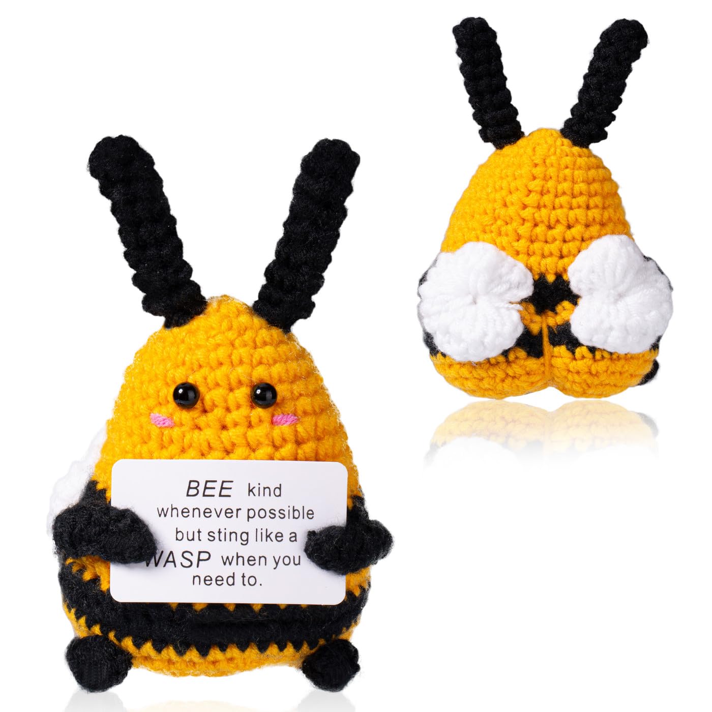 GUJOXILA Bee Emotional Support Gift Positive Crochet Animals Cheer up Inspirational Motivational Positive Gifts for Women Men Luck Cute Small Funny Crochet Gift - Image 3