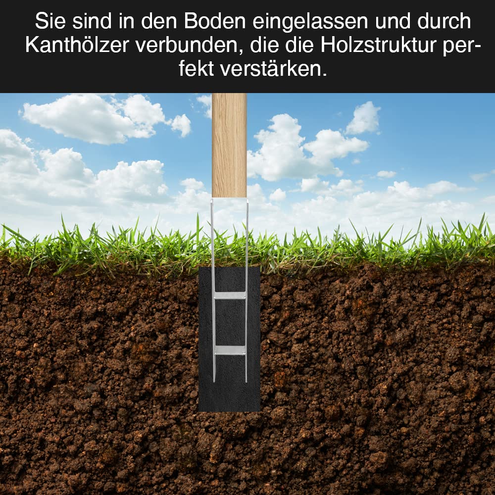 Daromigo H-Pfostenanker 600x60x101mm H-Pfostenträger 10 Stück H-anker für Zaun und Gewächshaus Pfosten mit Befestigungsmaterial Materialstärke 5mm