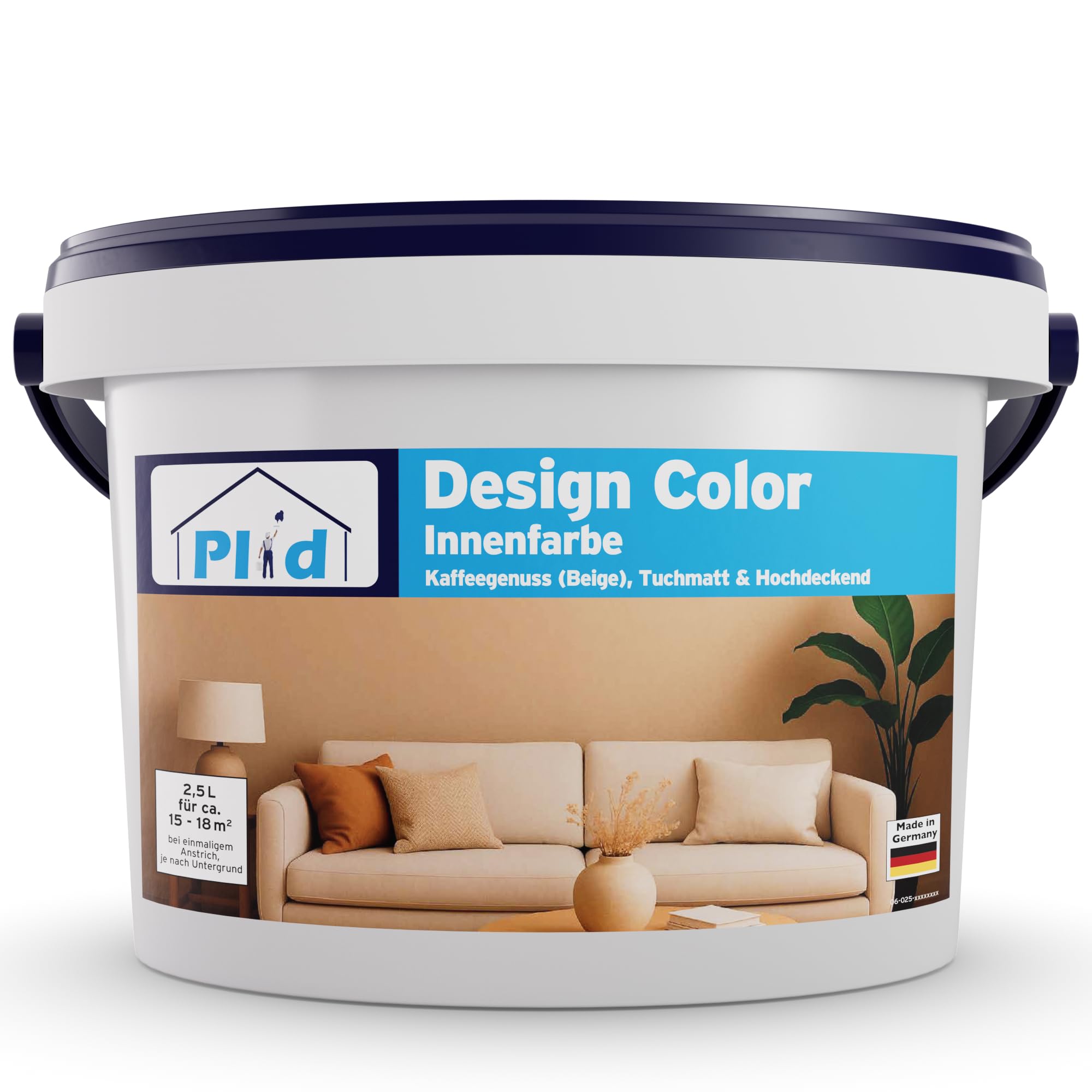 Plid® Farba ścienna beżowa 2,5 l [wysoka siła krycia] kolorowa farba ścienna - matowa farba wewnętrzna - beżowa farba ścienna - na ok. 15-18 m² w profesjonalnej jakości - farba wewnętrzna przyjemność