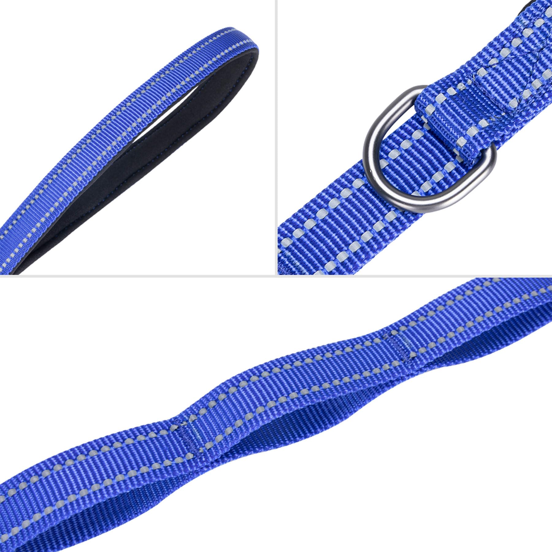 EXCELLENT ELITE SPANKER Guinzaglio doppio riflettente per cani doppio guinzaglio per cani 5 m multiplo con manico imbottito per due cani che camminano addestramento (blu)