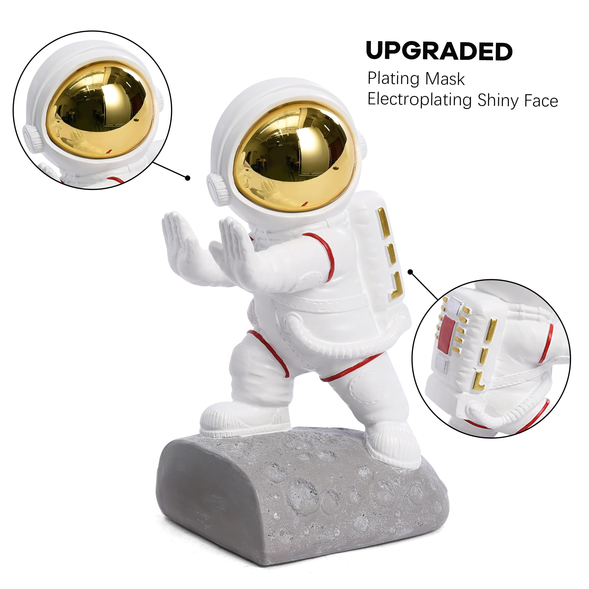 Sujetalibros Decorativos, sujetalibros de Resina de Astronauta para niños, 1 par de sujetalibros Antideslizantes con temática Espacial, Blanco Creativo para decoración de Oficina y hogar