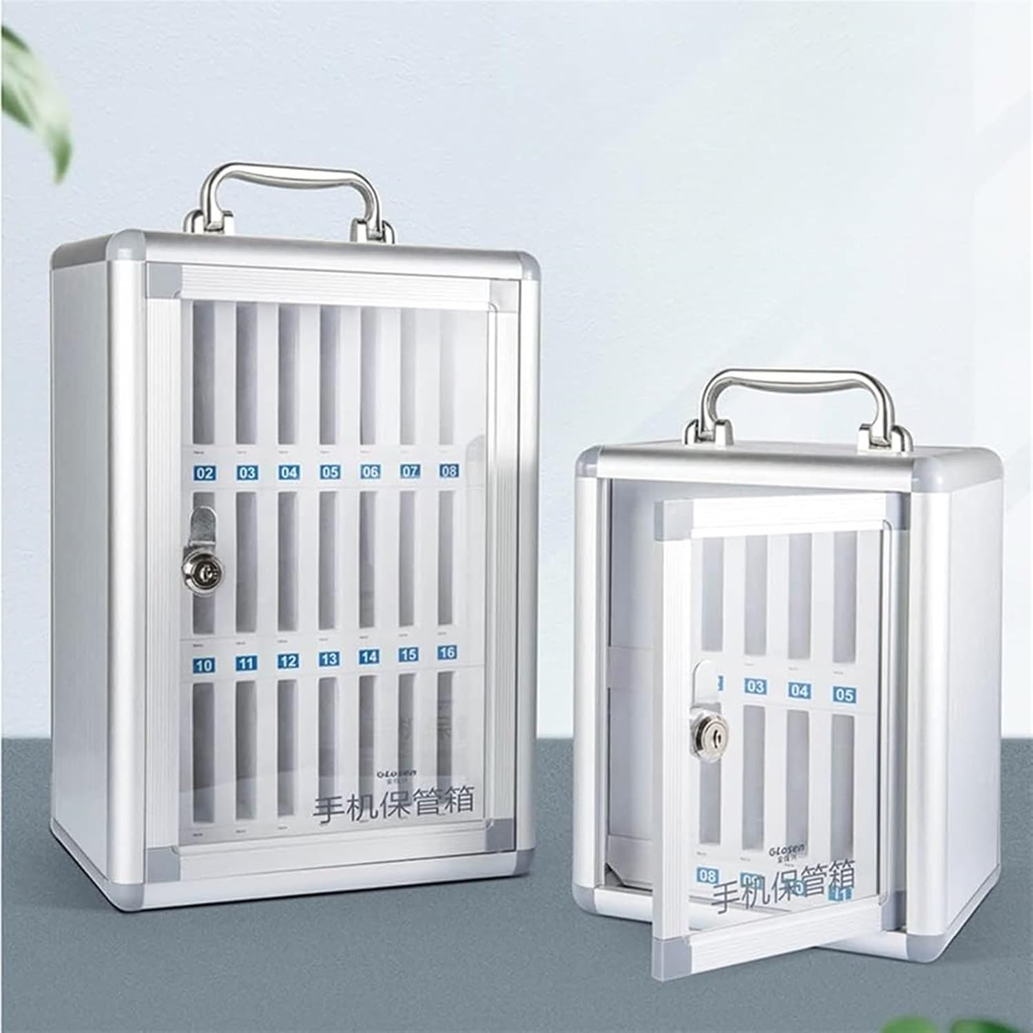 携帯電話ロッカー、携帯電話収納キャビネット、アルミニウム合金学生携帯電話金庫 オフィス 教室用 パール コットン 電話ロックボックス