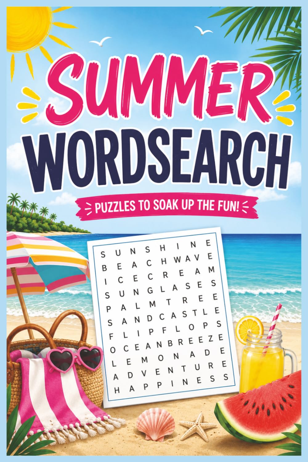Summer Wordsearch: Summer Wordsearch Puzzlebook: For Teens, Adults and Seniors | Challenge Your Brain with summer themed Puzzles