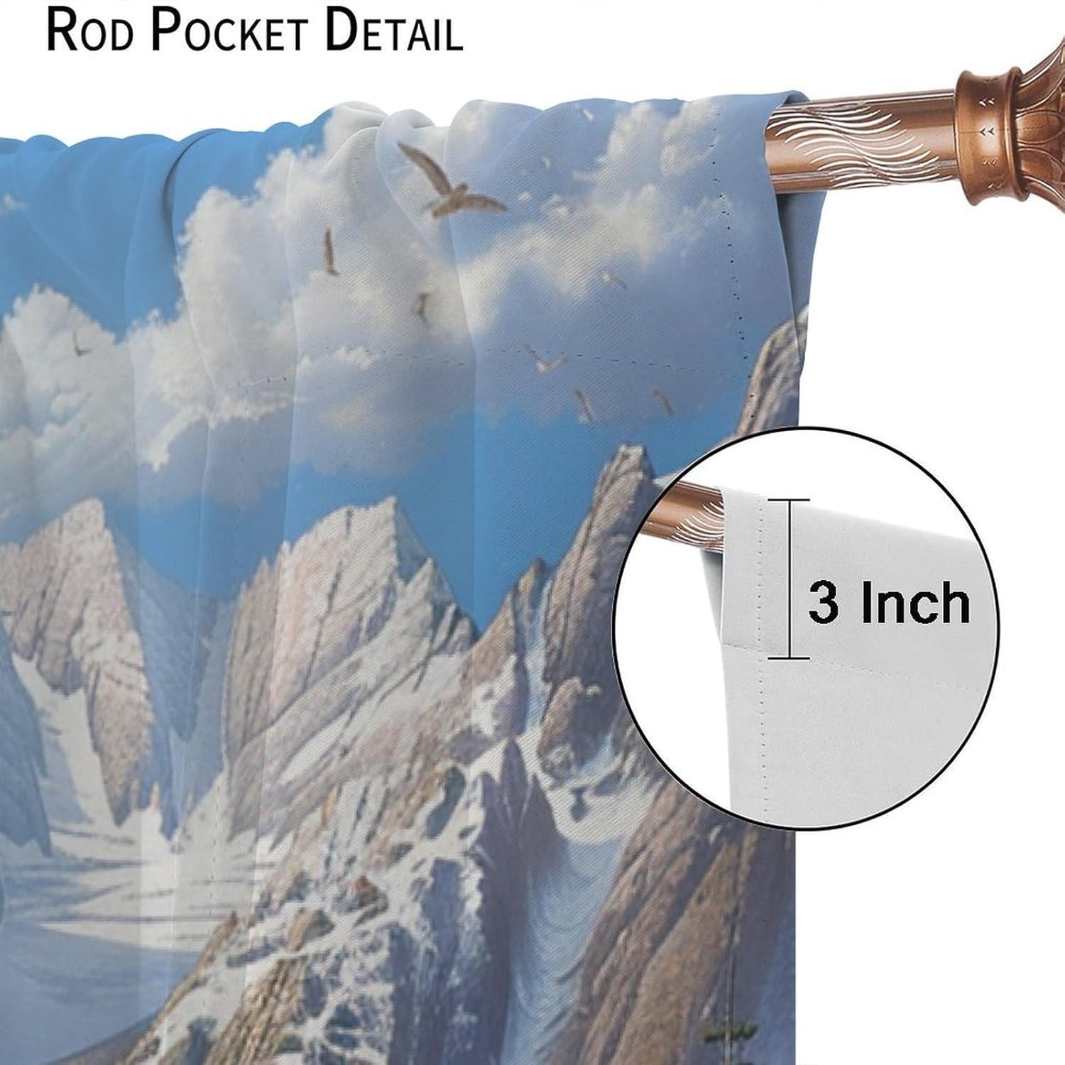 Colorful Bald Eagle Blackout Curtains for Bedroom Living Room, Rod Pocket Jungle Waterfall Snowy Mountain Curtains Thermal Insulated Window Drapes 2 Panels, Each 21W x 45L