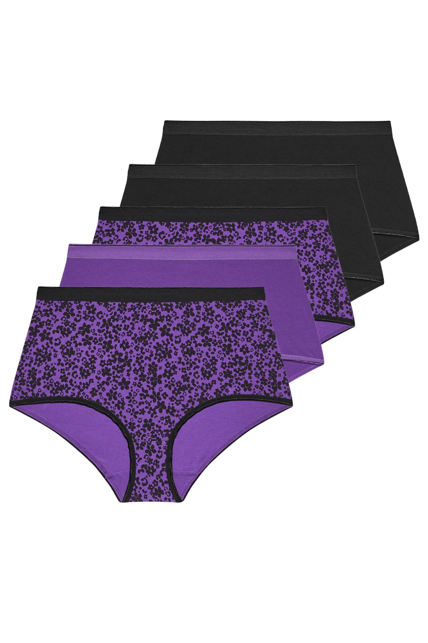 Yours Women's Multicolor 5 Pack Ditsy Print Full Briefs | Size: 30-32