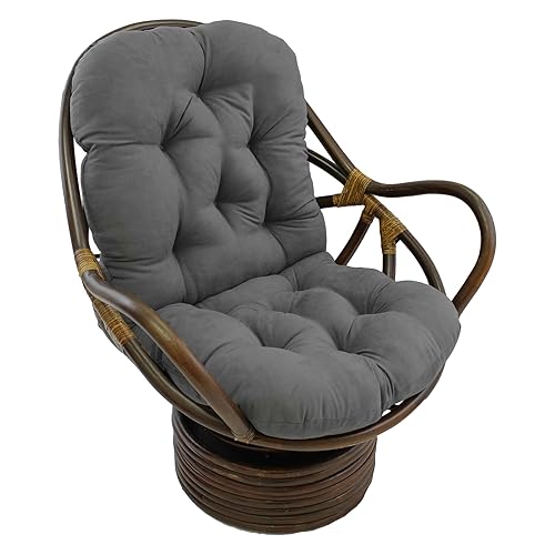 Blazing Needles Solid Microsuede Swivel Rocker Chair Cushion, 48" x