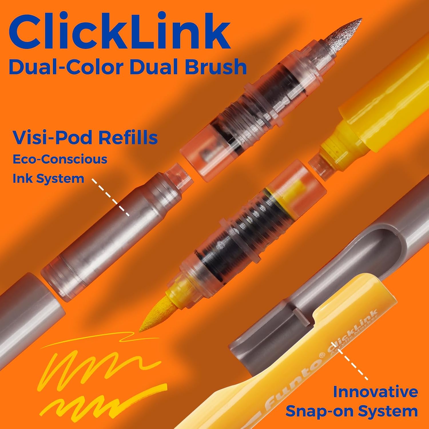 Funto 30+10 Acrylic Marker Bundle: 30 Refillable ClickLink Pens + 10 Visi-Pod Ink Refills image 3