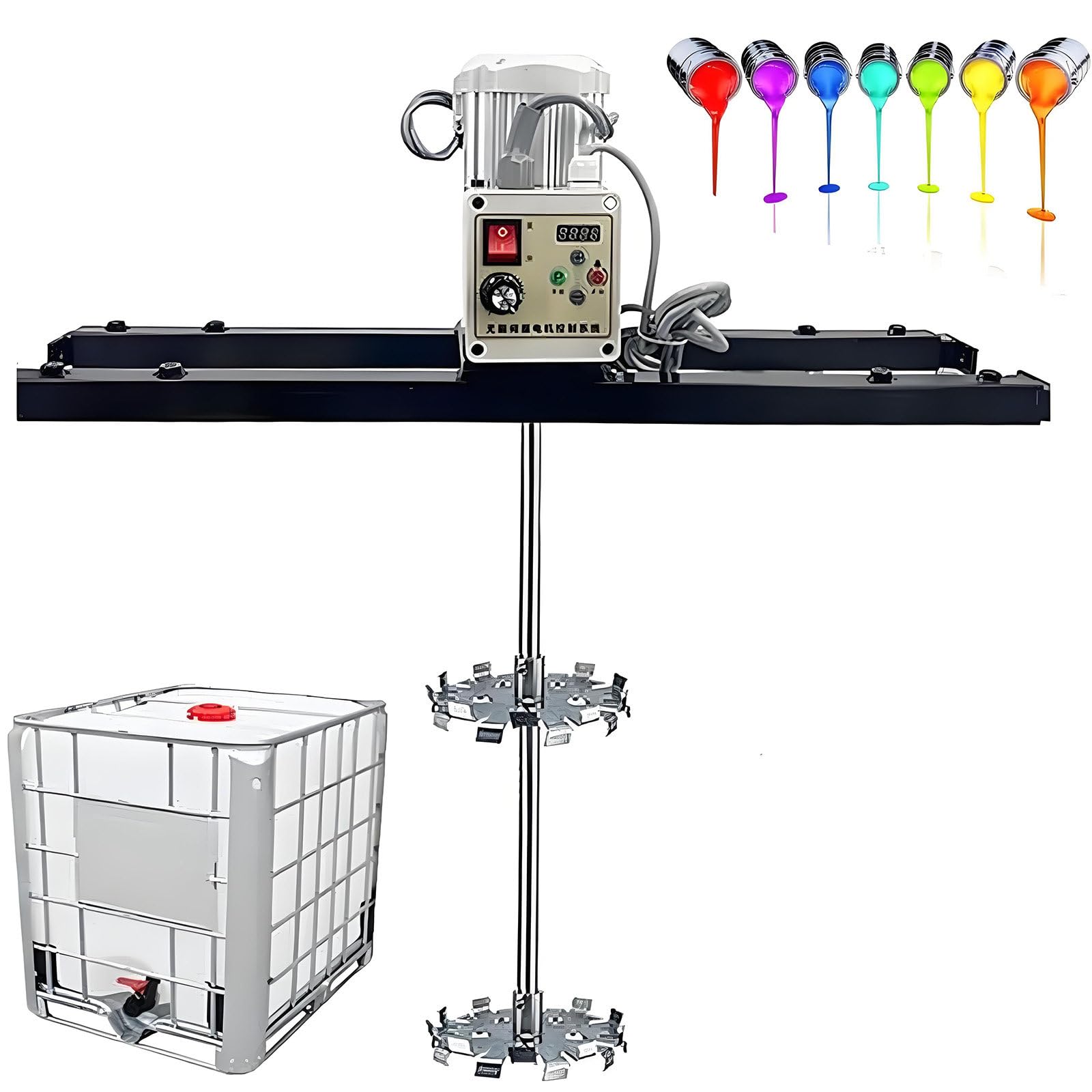 IBC Electric Agitato, Commercial 1 Ton Paint Stirring Machine, Electric Tank Mixer Machine, Folding Propeller, with Support Hanger, for Paint Coating Viscous Liquid Ink Dissolver Agitator TypeD