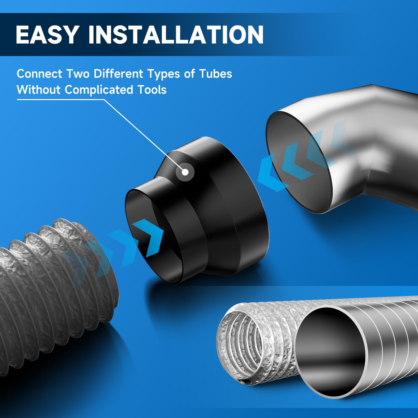 Hon&Guan 200mm a 150mm Tubo Reductor de Conducto Redondo en Acero Galvanizado, Anti-Corrosión Metal Conector Adaptador de Tubo para Extractor, Campana Extractora, Carpa de Cultivo, Climatización Negro